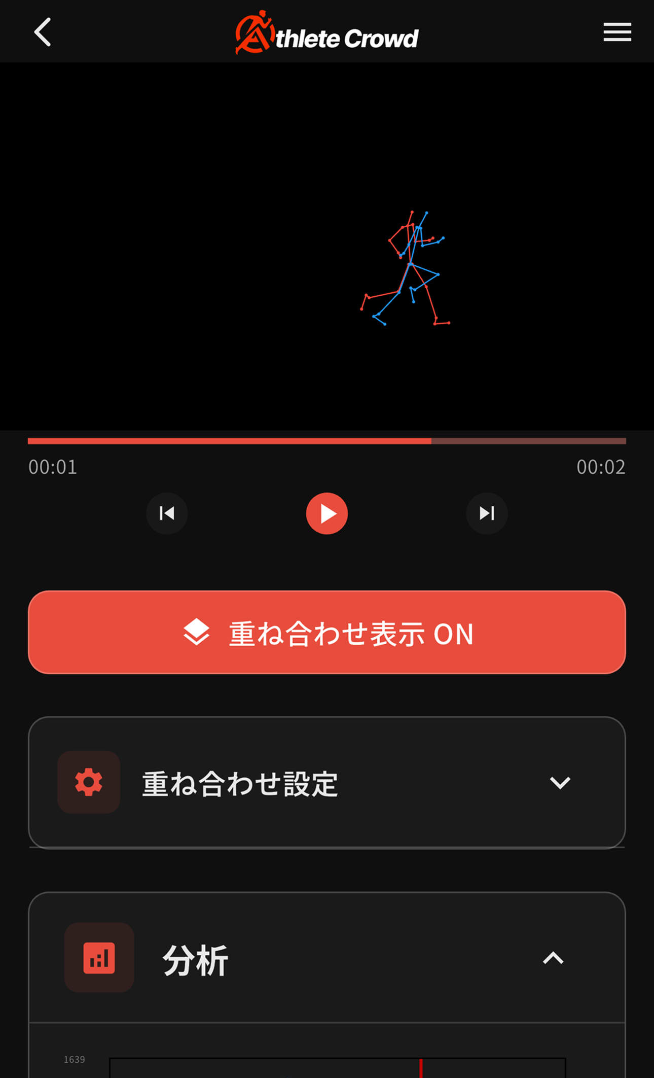 ボーン重ね合わせ比較の画面